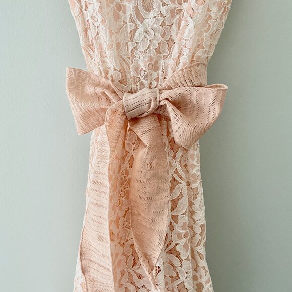 Blush Pink Lace Dress with Ribbon Belt - Size S/M - Picture 3 of 5